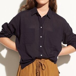 Vince Women’s Dark Navy Casual Button Down Shirt